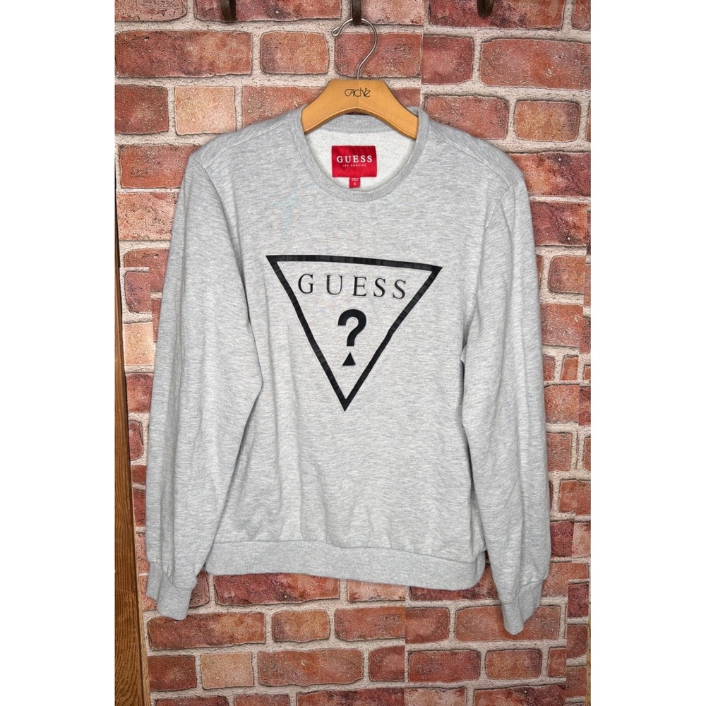 Guess Los Angeles Gray Crewneck Sweatshirt Mens Small Triangle Logo Pullover